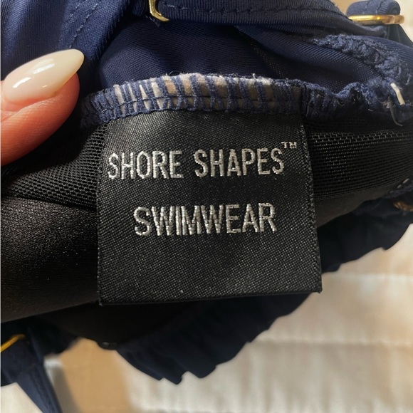 Shore Shapes One Piece Skirted Swimsuit Sz 8 Navy Blue Tummy Control Technology - Picture 10 of 15